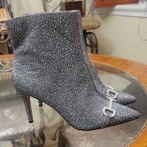 INC International Concepts Glittering Silver Heeled Boots